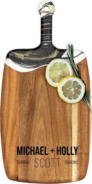 Acacia Wood Cheese Board with Resin Black Gold - Rectangle - Impact