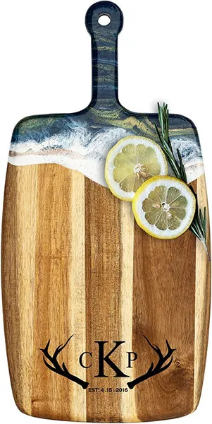 Acacia Wood Cheese Board with Resin Ocean Dream - Rectangle - Antlers