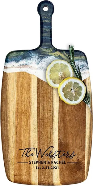 Acacia Wood Cheese Board with Resin Ocean Dream - Rectangle - Elegant