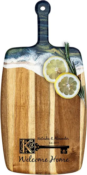 Acacia Wood Cheese Board with Resin Ocean Dream - Rectangle - Rustic Key