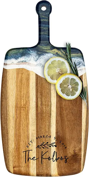 Acacia Wood Cheese Board with Resin Ocean Dream - Rectangle - Rustic