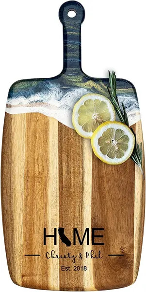 Acacia Wood Cheese Board with Resin Ocean Dream - Rectangle - State Home