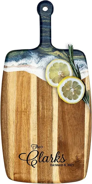 Acacia Wood Cheese Board with Resin Ocean Dream - Rectangle - Visionary