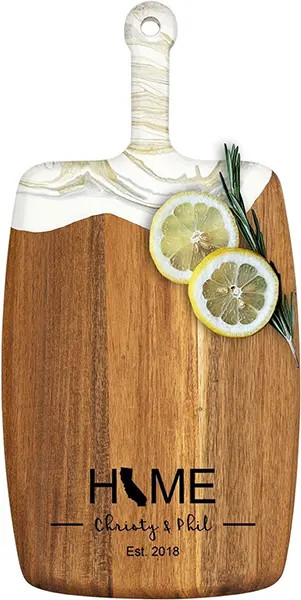 Acacia Wood Cheese Board with Resin White Gold - Rectangle - State Home