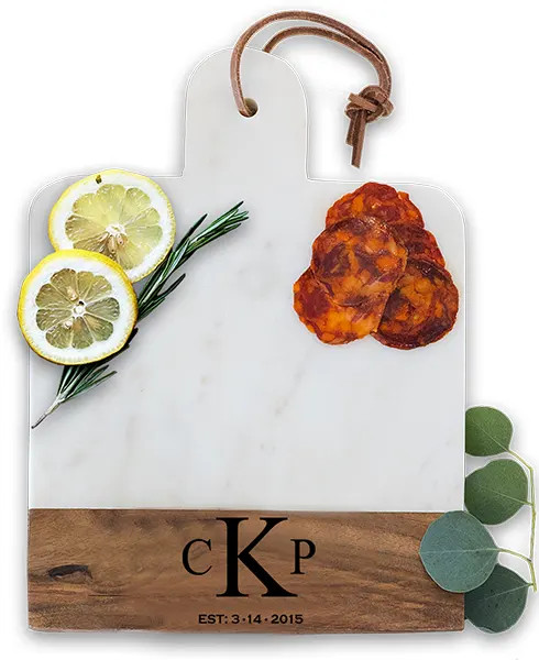 Italian Marble & Acacia Wood Cheese Board - Initials