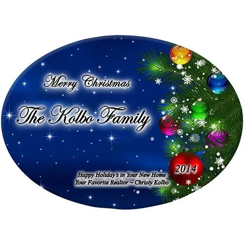 Beveled Glass Holiday Ornament - Oval Christmas Tree