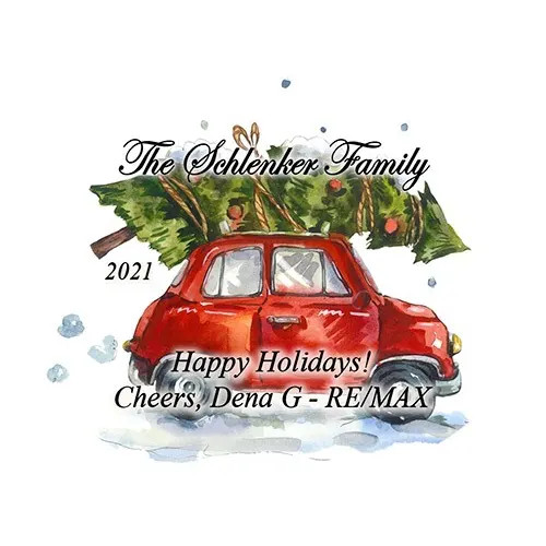 Beveled Glass Holiday Ornament - Oval Holiday Car