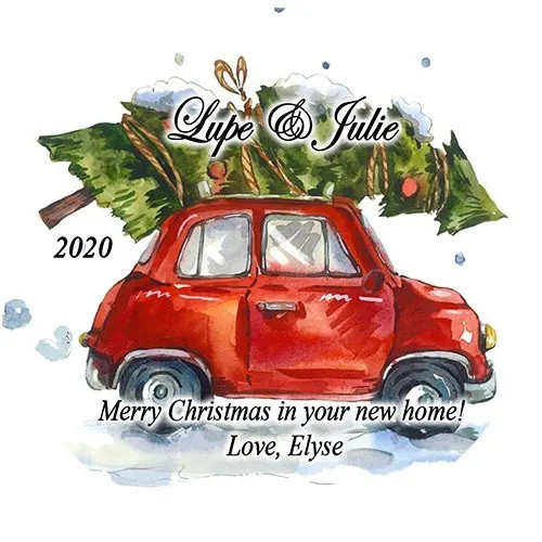 Beveled Glass Holiday Ornament - Round Holiday Car