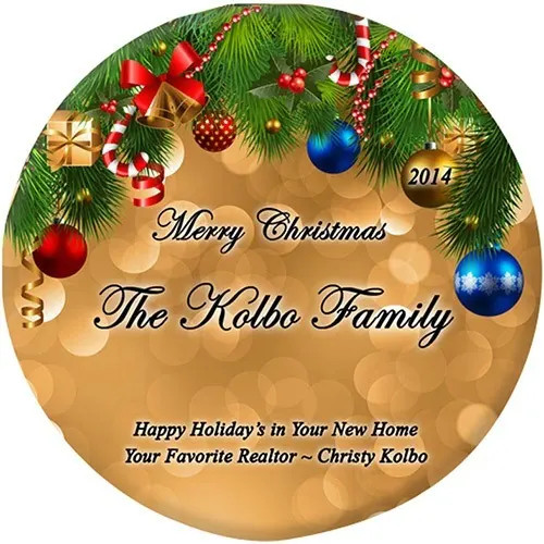 Beveled Glass Holiday Ornament - Round Ornaments