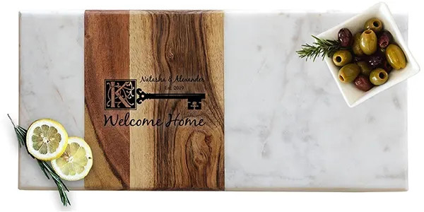 Pavia Marble & Acacia Wood Serving Tray - Rustic Key