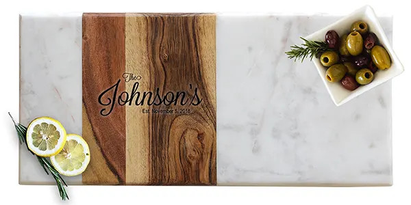 Pavia Marble & Acacia Wood Serving Tray - Visionary