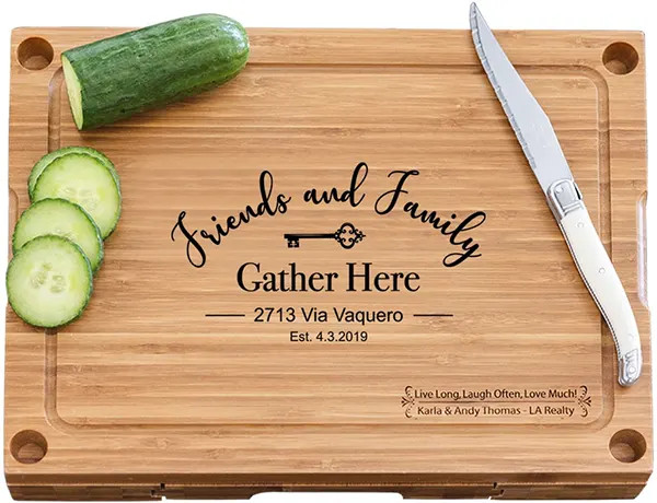 Bamboo Cheese Board with Glass Cutting Board & 3 Cheese Tools - Friends and Family