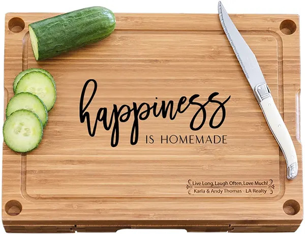 Bamboo Cheese Board with Glass Cutting Board & 3 Cheese Tools - Happiness is Homemade