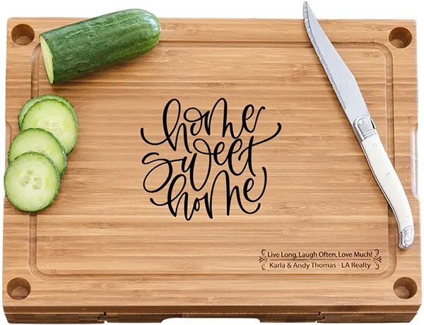 Bamboo Cheese Board with Glass Cutting Board & 3 Cheese Tools - Home Sweet Home 1