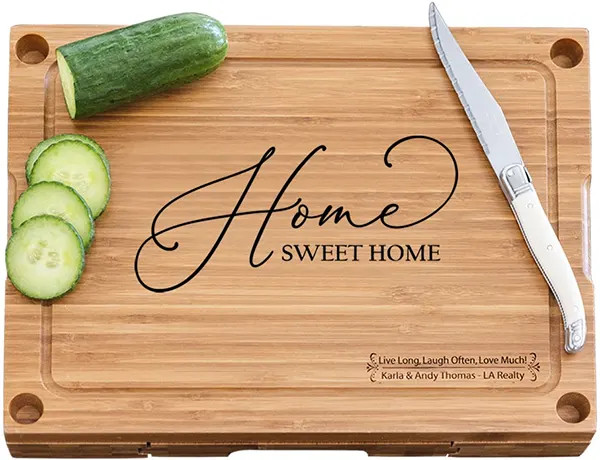 Bamboo Cheese Board with Glass Cutting Board & 3 Cheese Tools - Home Sweet Home 2
