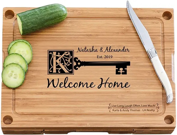 Bamboo Cheese Board with Glass Cutting Board & 3 Cheese Tools - Rustic Key