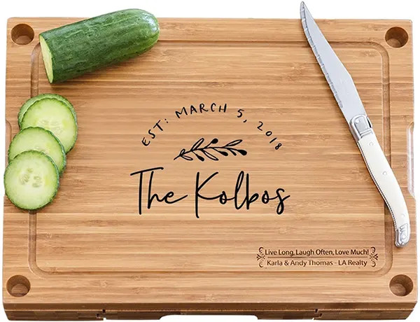 Bamboo Cheese Board with Glass Cutting Board & 3 Cheese Tools - Rustic