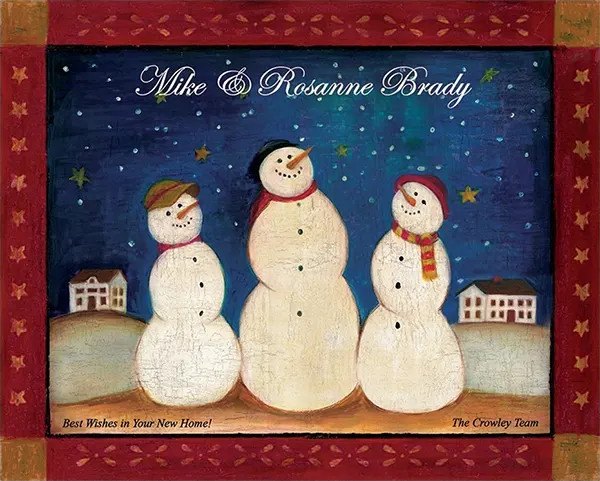 Large Tempered Glass Cutting Board - 12" × 15" - Snowman