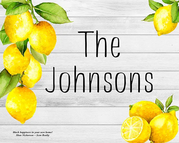 Large Tempered Glass Cutting Board - 12" × 15" - Summer Lemon