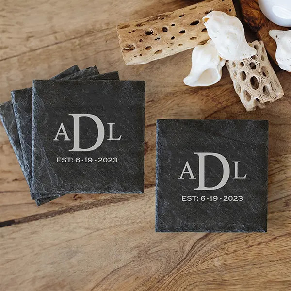 Slate Coaster Set - Initials