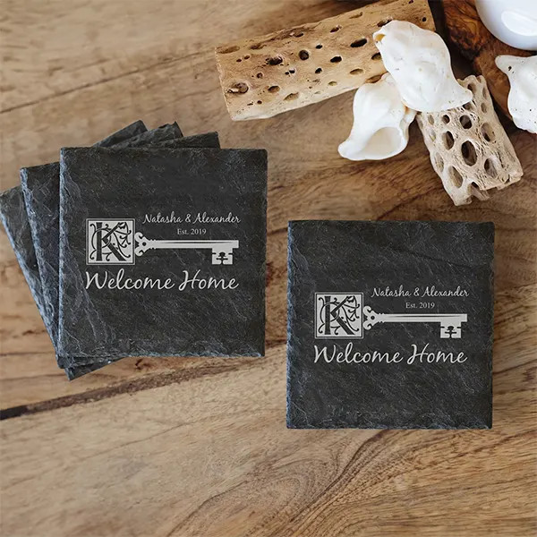 Slate Coaster Set - Rusitc Key