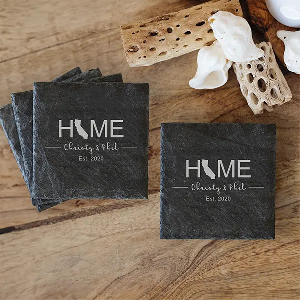 Slate Coaster Set - State Home