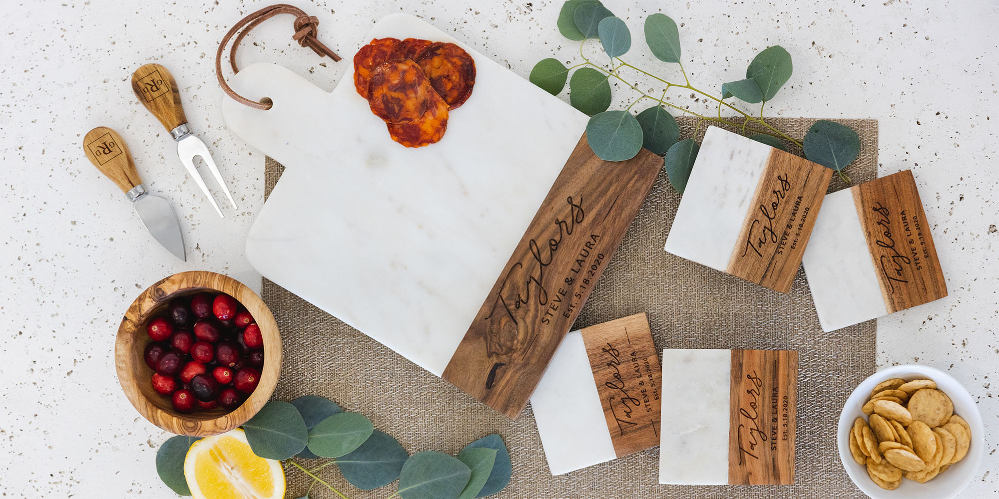 Perfect Closing Gift Italian Marble & Acacia Wood Cheese Board