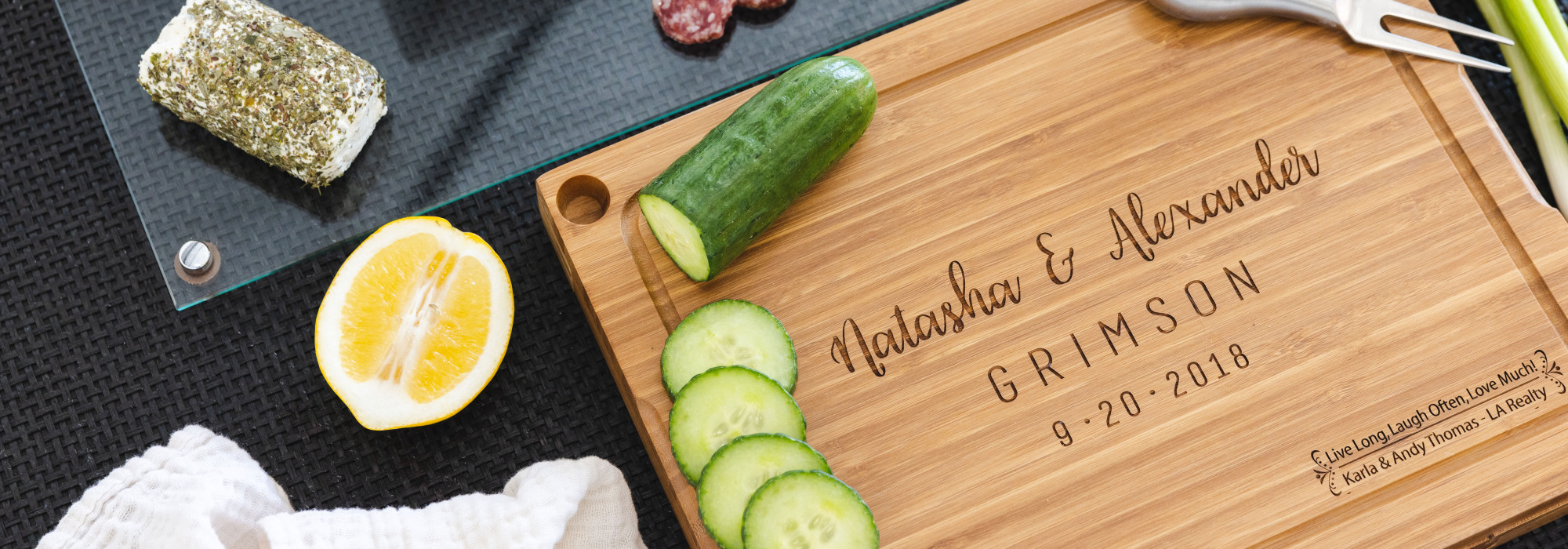 Bamboo Cheese Boards with Glass Cutting Boards & 3 Cheese Tools