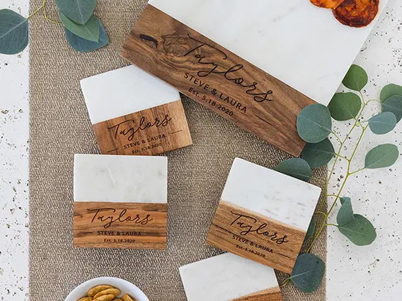 Italian Marble & Acacia Wood Cheese Boards Closing Gifts