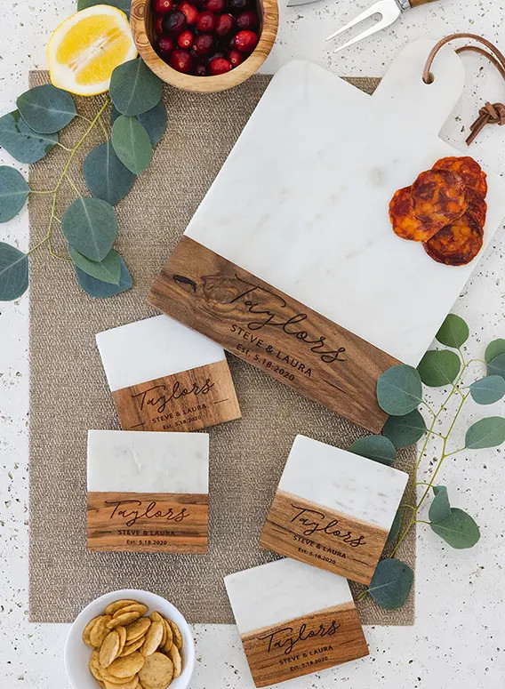 Italian Marble & Acacia Wood Cheese Boards Closing Gifts